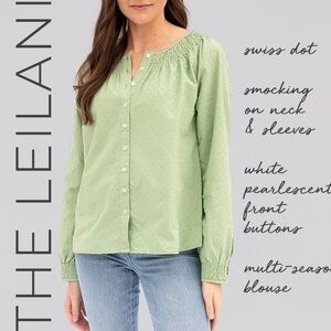 Evy’s Tree The Leilani XL Brand new dotted Swiss smocked neckline ‘Quiet Green’